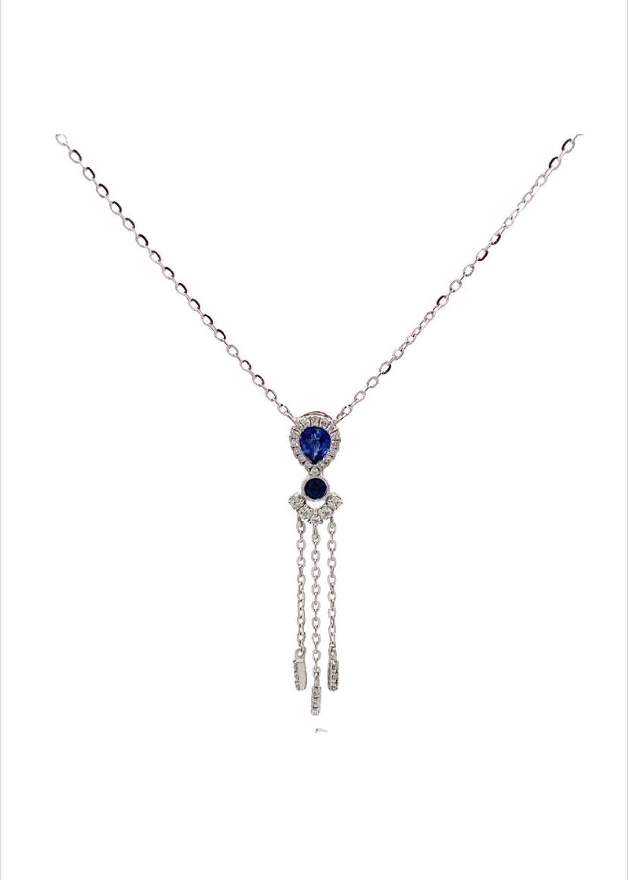14K White Gold Pear-Shaped Sapphire Necklace