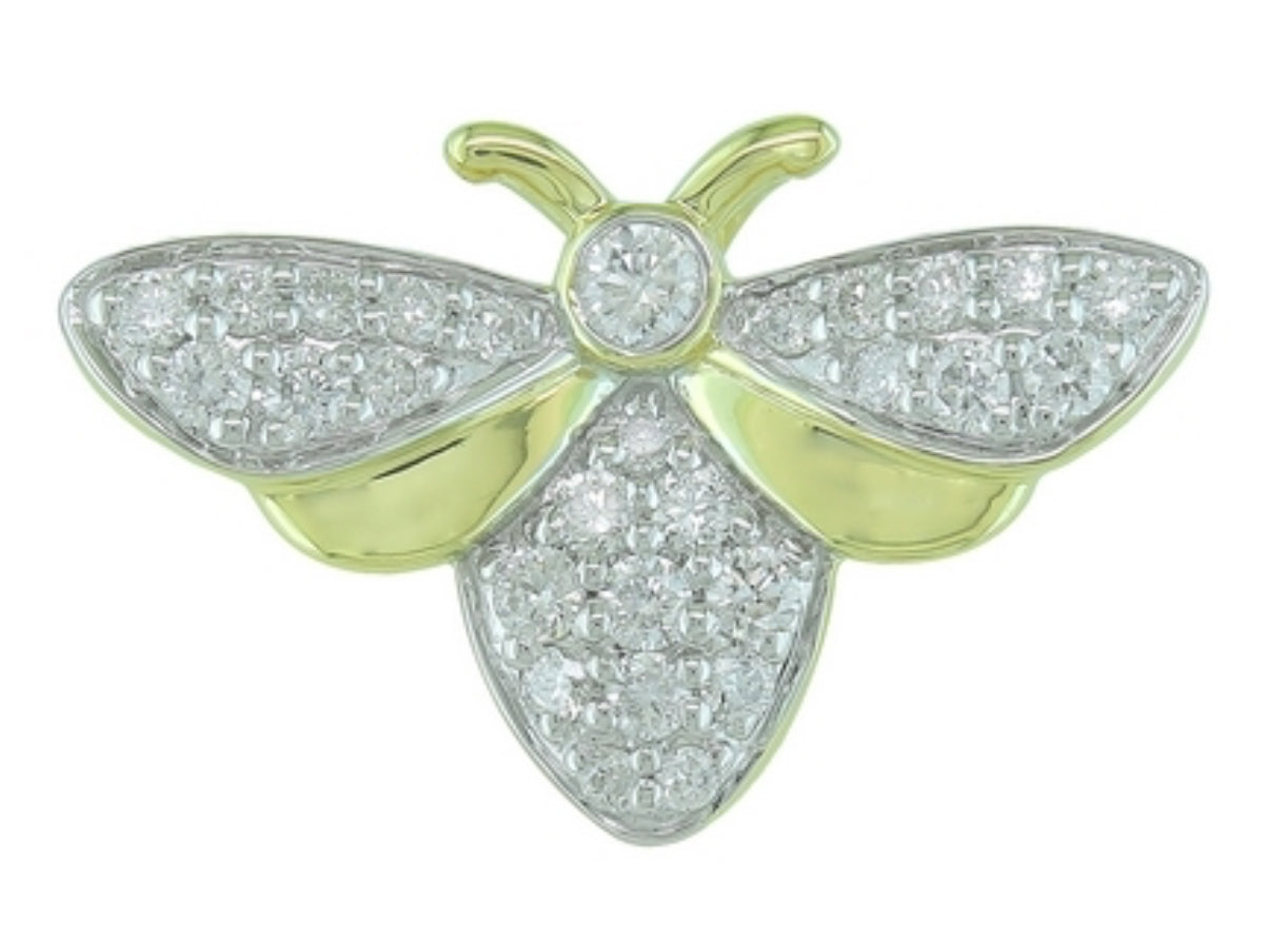 14K White and Yellow Gold Diamond Bee Pendant