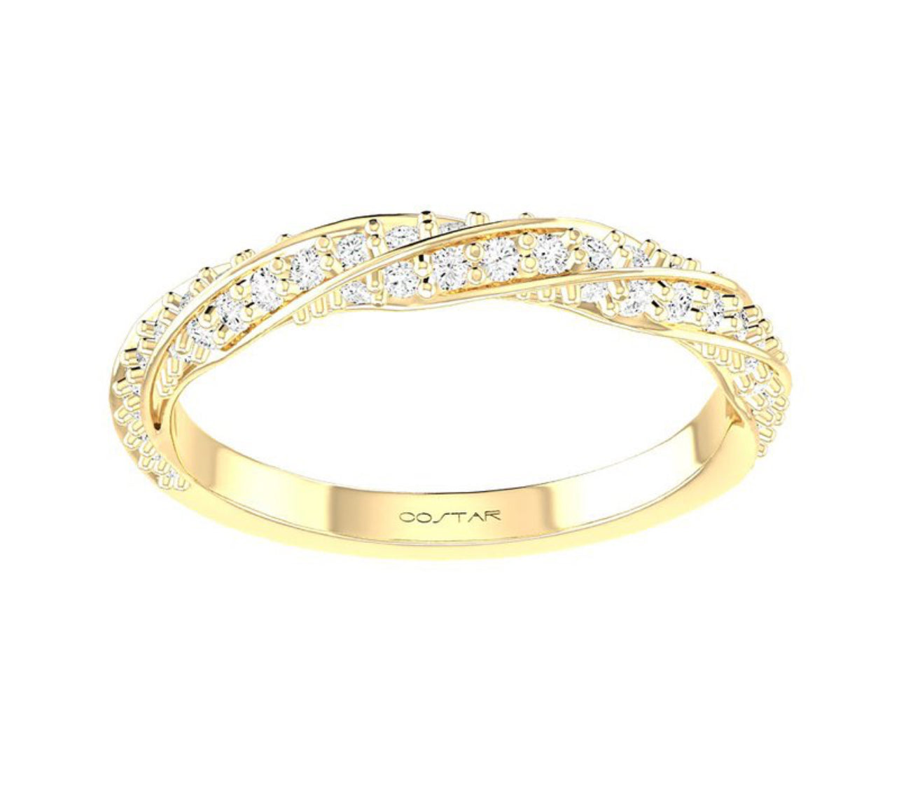14K White Gold Diamond Twist Stackable Band