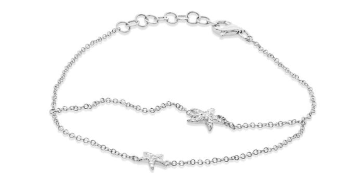 14K White Gold Starfish Bracelet