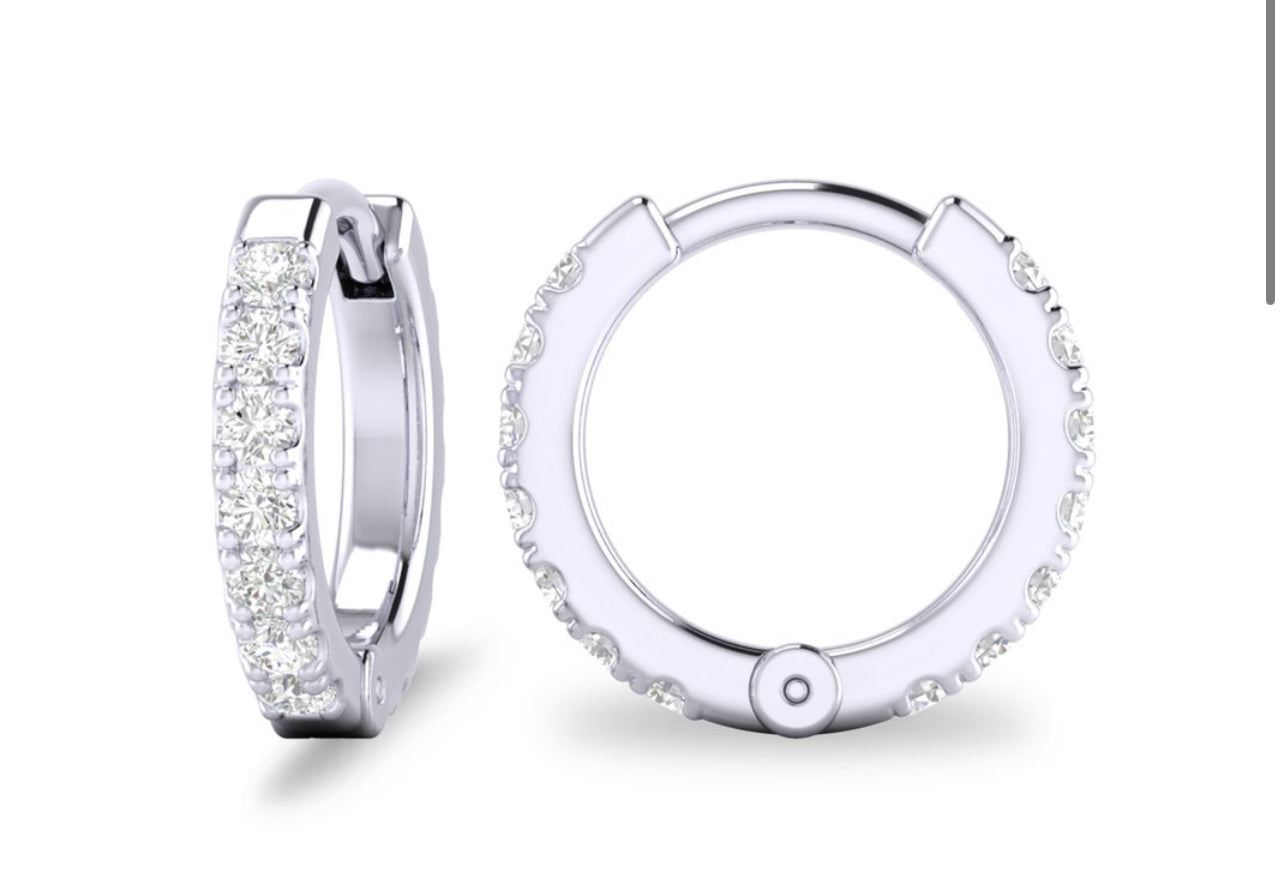 14K Yellow or White Gold Diamond Huggies
