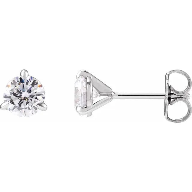 14K White Gold Martini Setting Lab Grown 1 Carat Diamond Stud Earrings