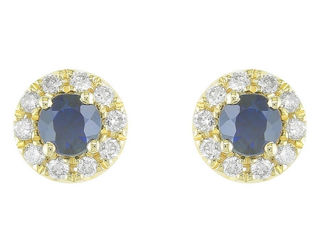 14K White Gold Sapphire and Diamonds Stud Earrings