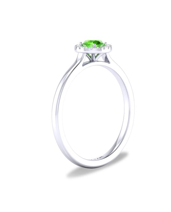 10K or 14K White or Yellow Gold Peridot and Diamond Halo Ring