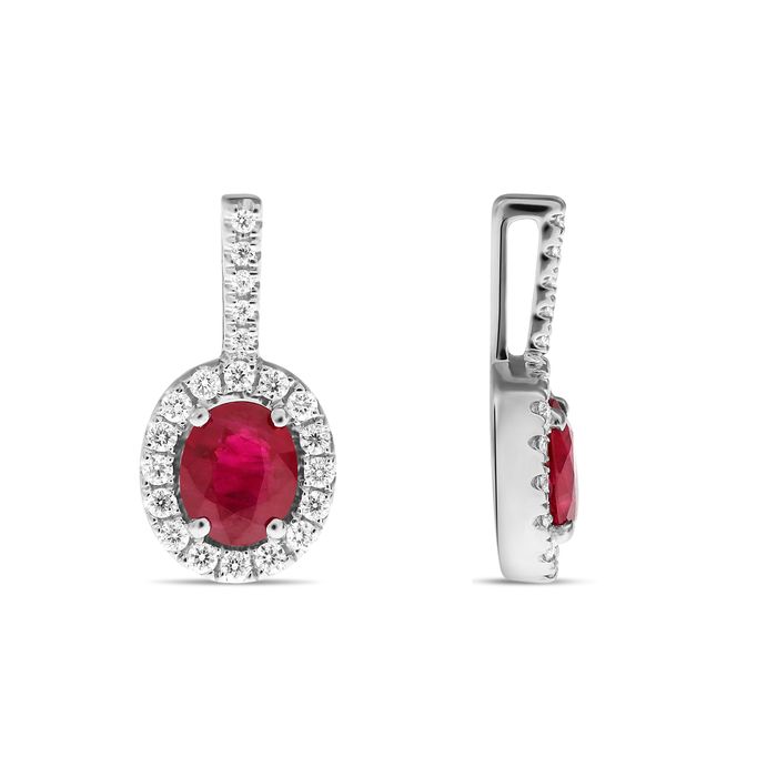14K White Gold Ruby and Diamond Pendant