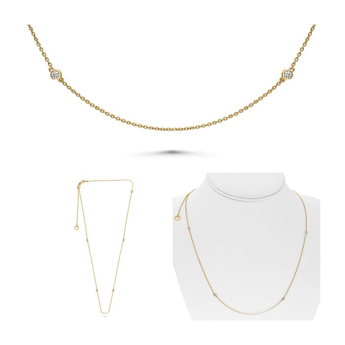 14K Yellow Gold Stationary Diamond Necklace