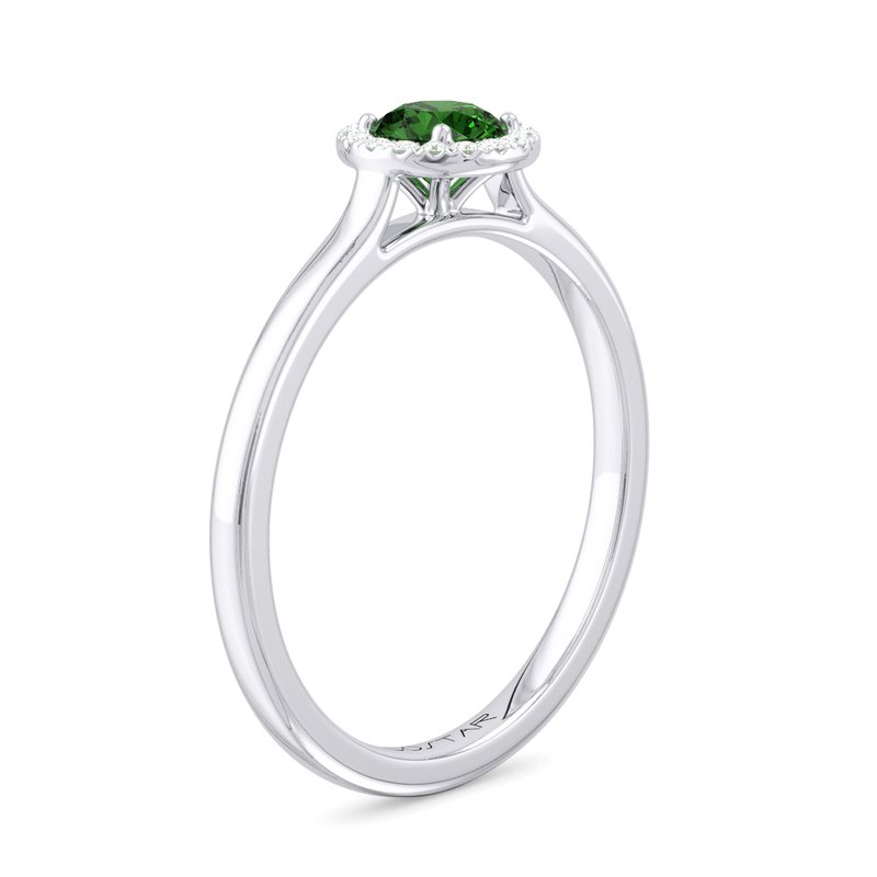 10K or 14K Yellow or White Gold Emerald and Diamond Halo Ring