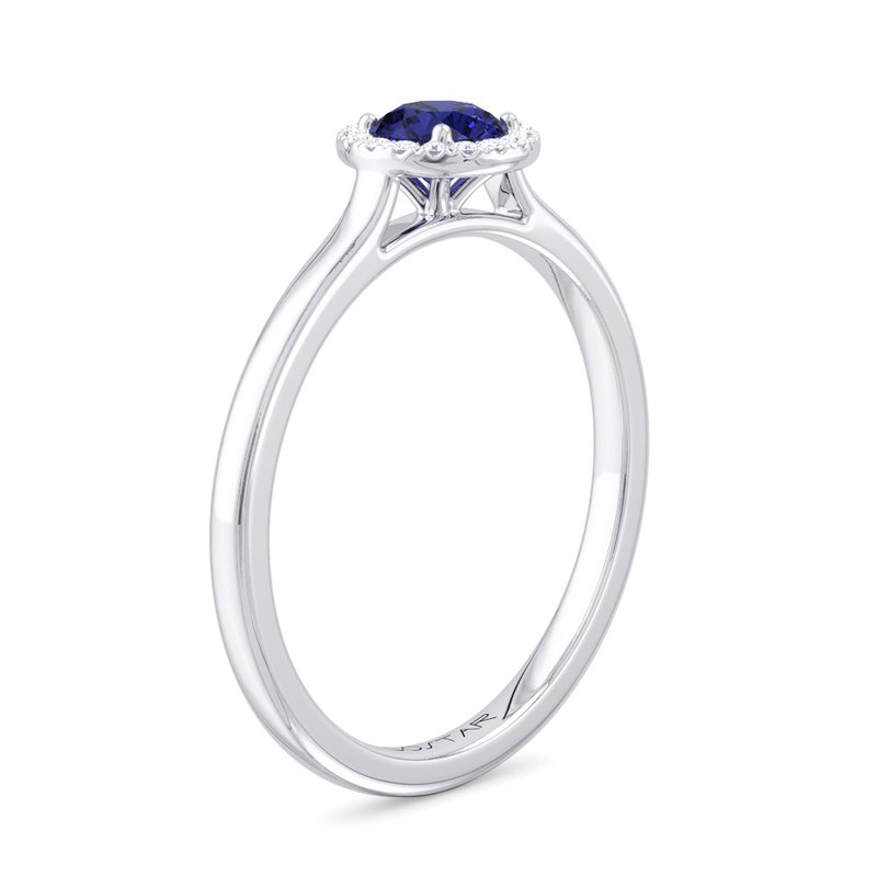 10K or 14K Yellow or White Gold Blue Sapphire and Diamond Halo Ring