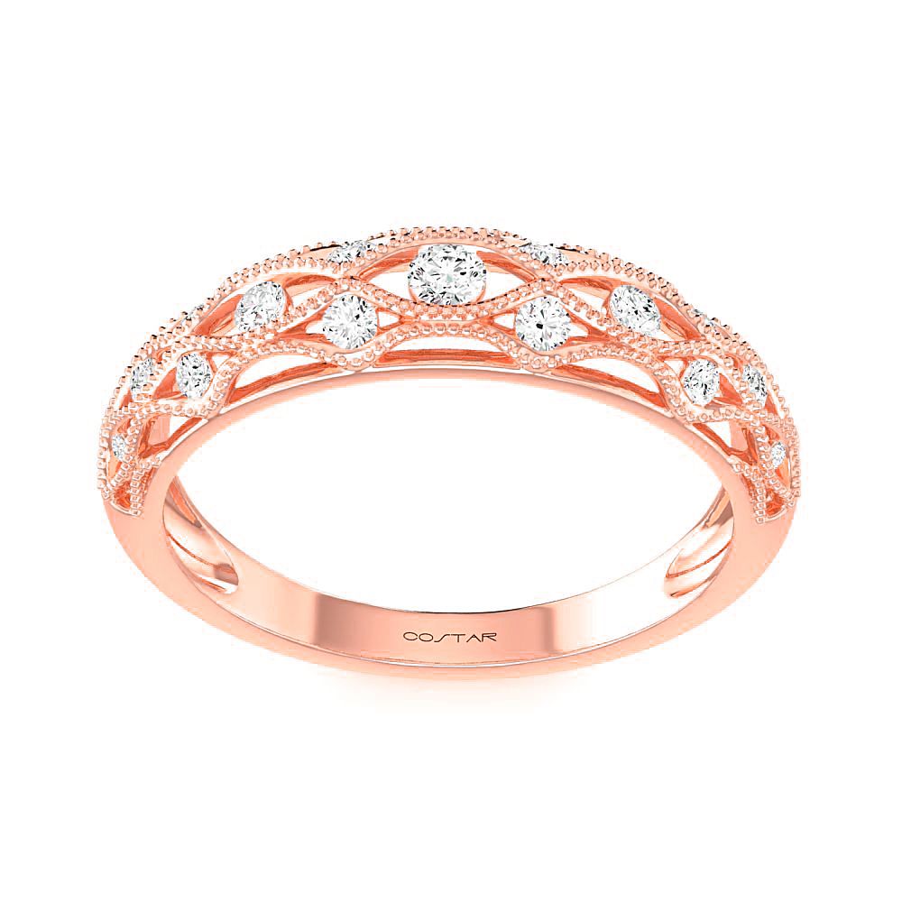 Open Work Vintage-Inspired Diamond Stackable Band