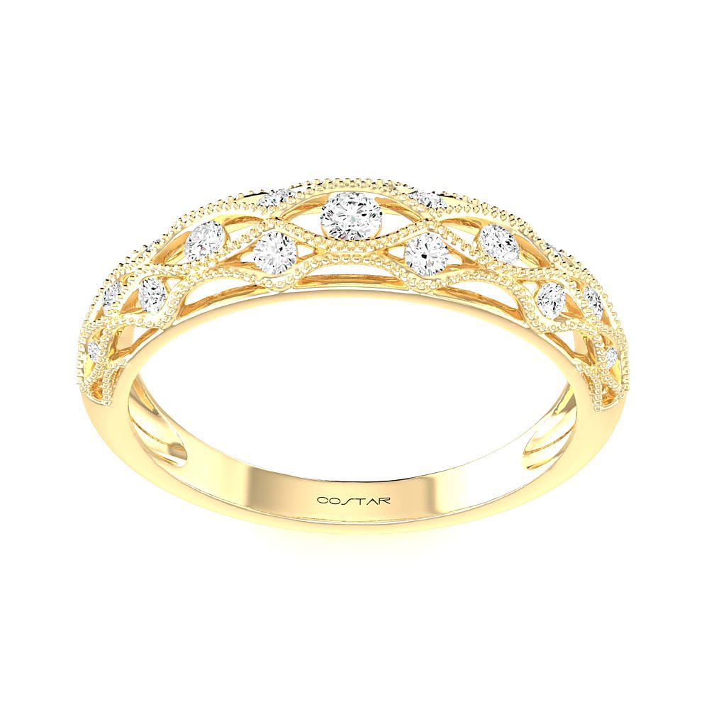 Open Work Vintage-Inspired Diamond Stackable Band