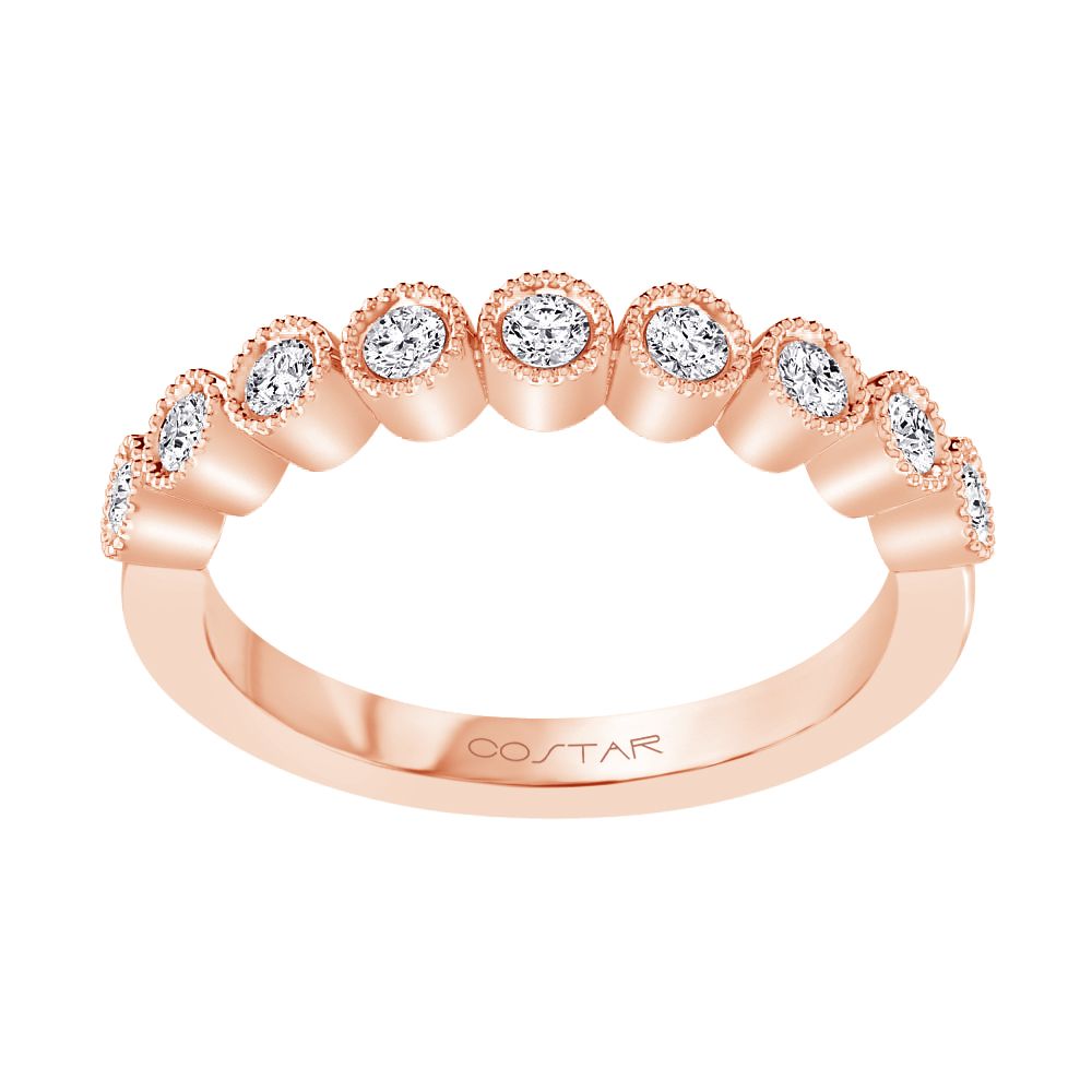 Bezel Set 14K White Gold Diamond Stackable band