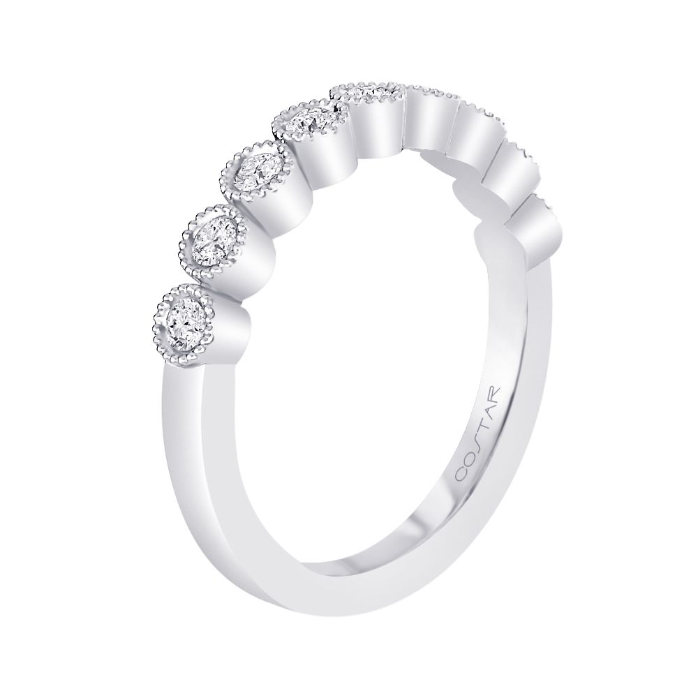 Bezel Set 14K White Gold Diamond Stackable band