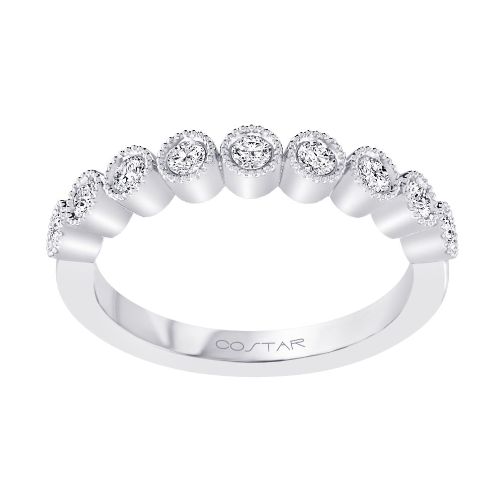 Bezel Set 14K White Gold Diamond Stackable band