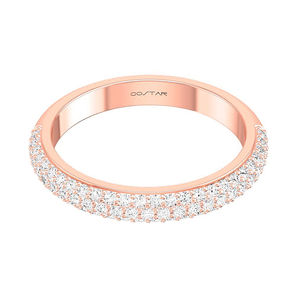 14K Rose Gold Sparkling Diamond Stackable Band