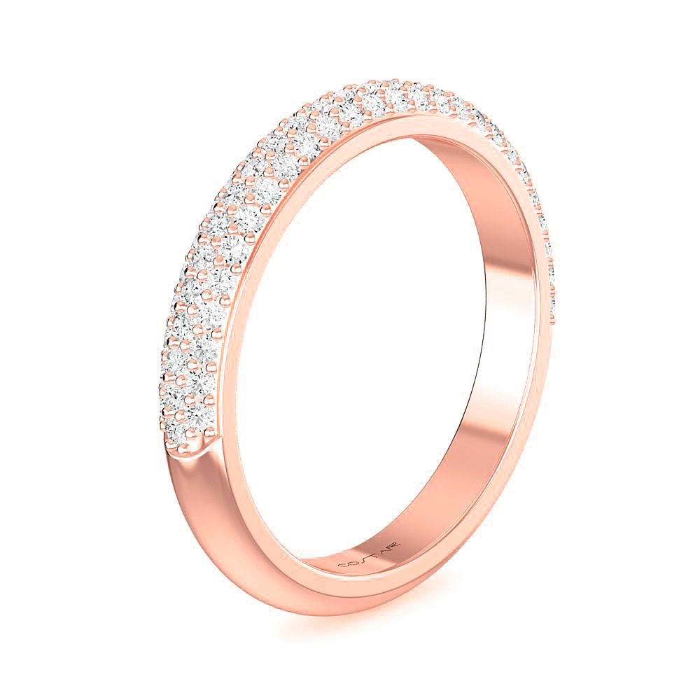 14K Rose Gold Sparkling Diamond Stackable Band