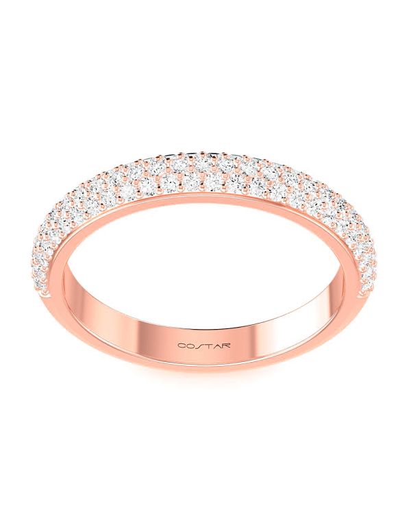 14K Rose Gold Sparkling Diamond Stackable Band
