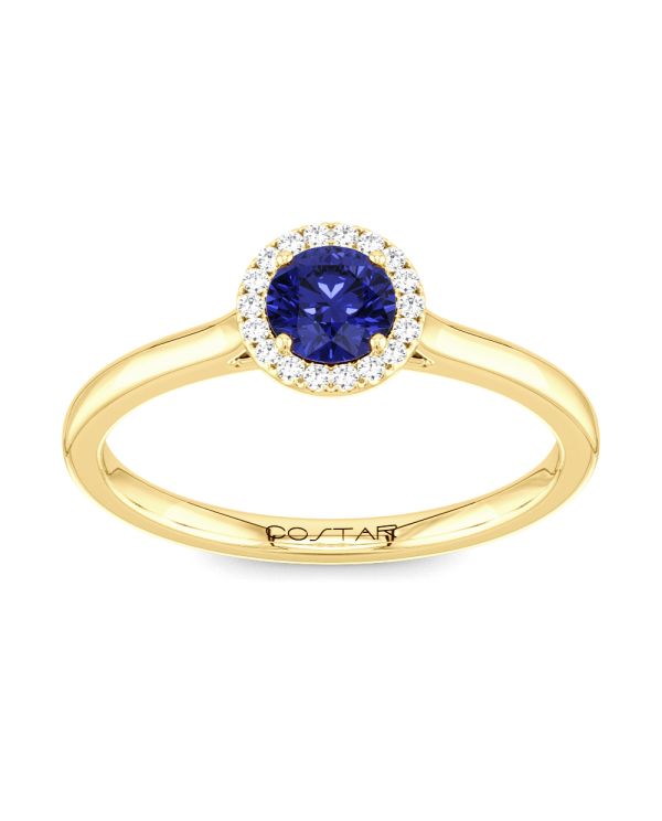 10k yellow gold blue sapphire deals ring