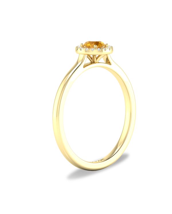10K or 14K Yellow or White Gold Citrine and Diamond Halo Ring