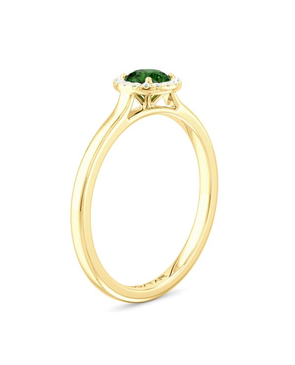 10K or 14K Yellow or White Gold Emerald and Diamond Halo Ring