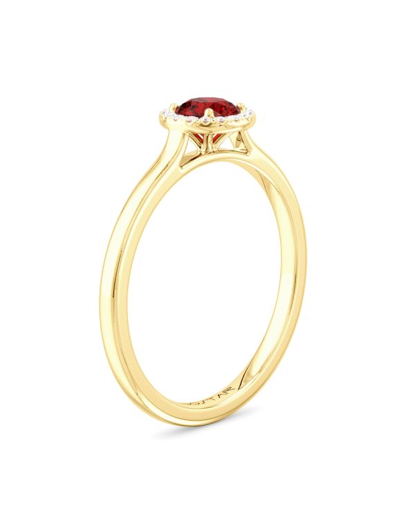 10K or 14K Yellow or White Gold Ruby and Diamond Halo Ring