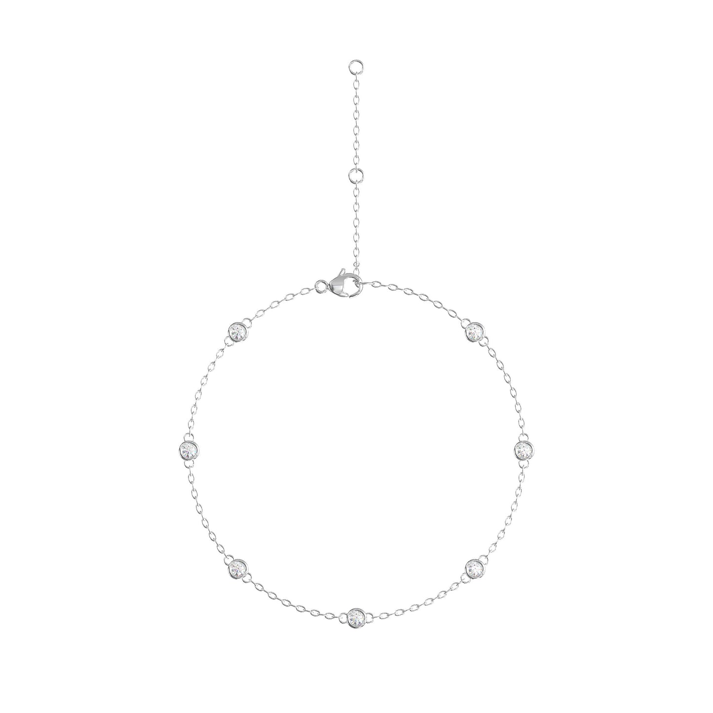 14K White Gold Modern Stationary Diamond Bracelet
