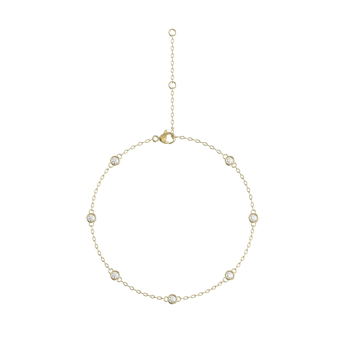 14K White Gold Modern Stationary Diamond Bracelet