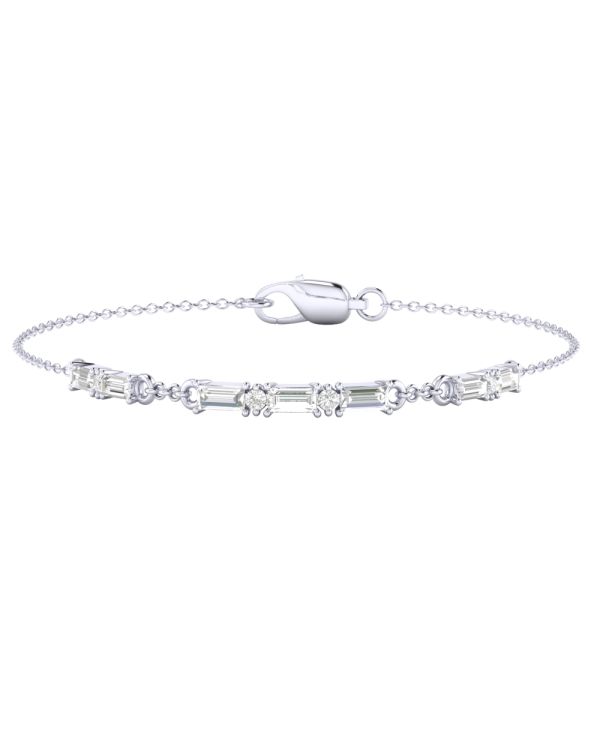 14K White Gold Feminine Diamond Bracelet