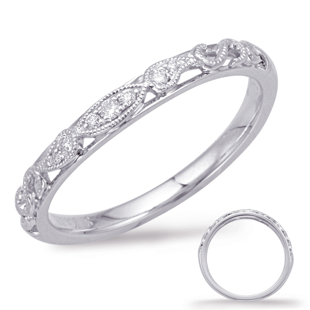 14K White Gold Vintage-Inspired Milgrain Diamond Anniversary Wedding Band
