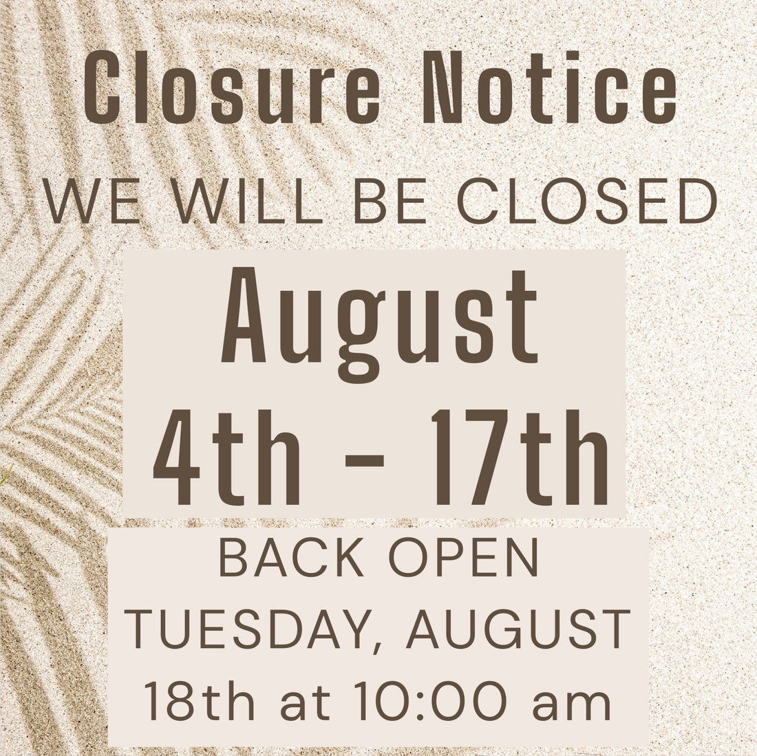 Extended Vacation Notice 2026