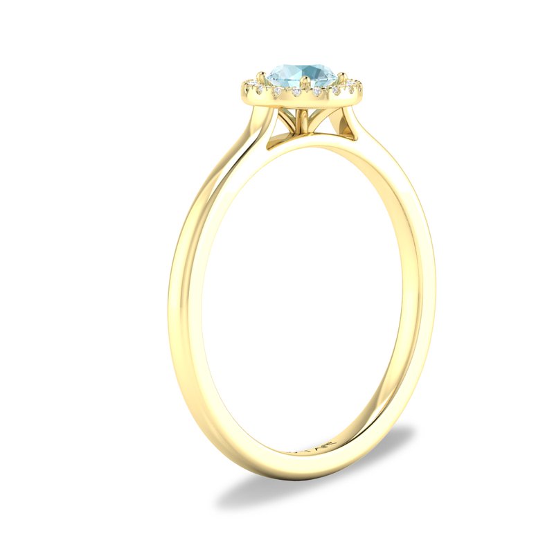 10K or 14K White or Yellow Gold Aquamarine and Diamond Halo Ring