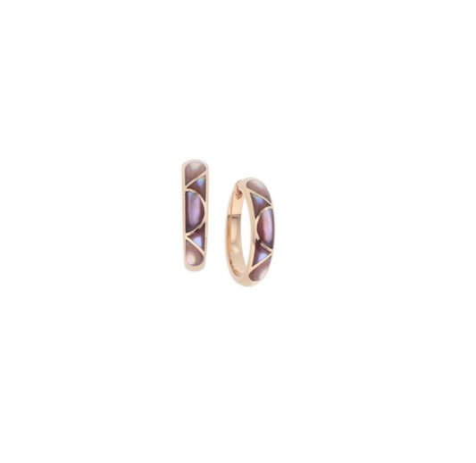 14K Rose Gold Pink Mother of Pearl Hoop Earrings