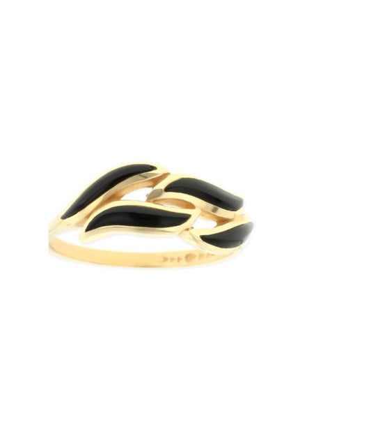 14K Yellow Gold Onyx KABANA Wave Ring