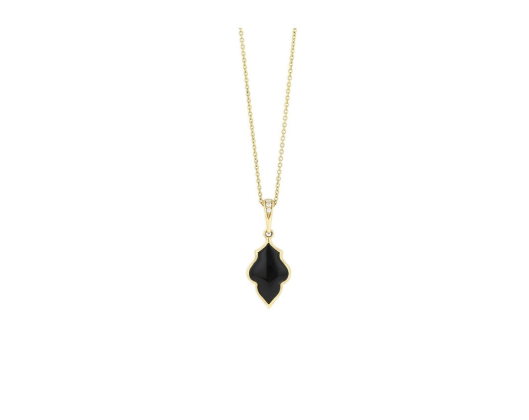 14K Yellow Gold Onyx and Diamond KABANA Pendant