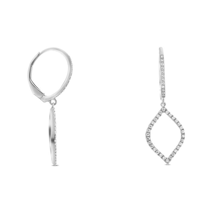 14K White Gold Tear Drop Inspired Diamond Dangle Earring