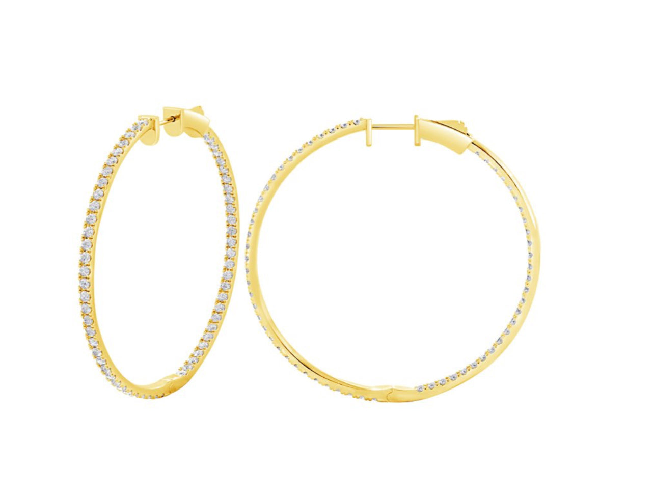 14K White or Yellow Gold Round Shaped Large Inside Out Hoop Earrings