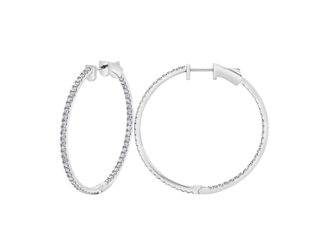 14K White or Yellow Gold Round Shaped Large Inside Out Hoop Earrings