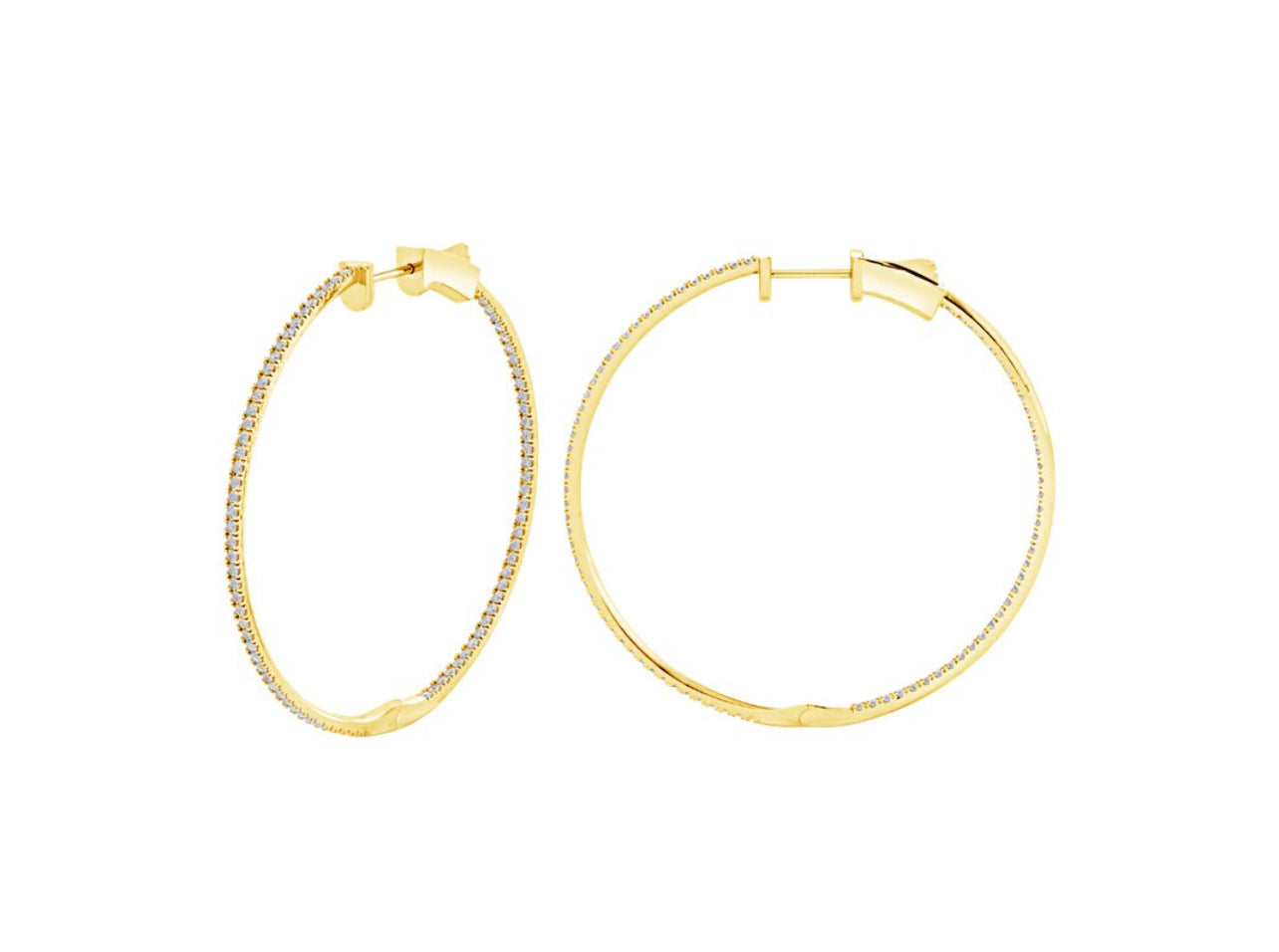 14K White or Yellow gold Extra Large Diamond Inside-Out Hoop Earrings