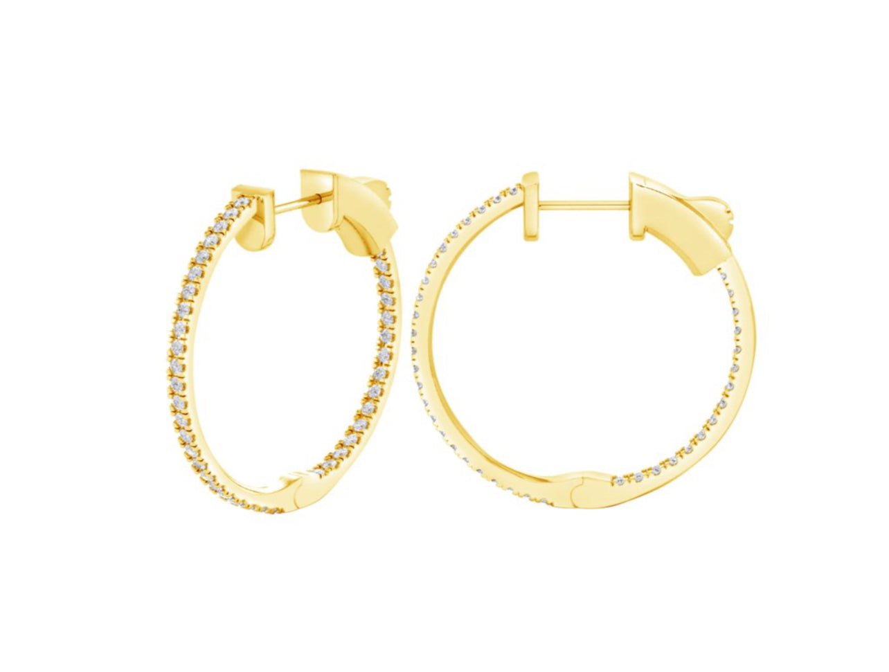 14K White or Yellow Gold Round Shaped Large Inside Out Hoop Earrings