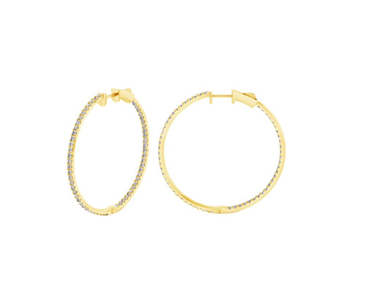 14K White or Yellow Gold Round Shaped Large Inside Out Hoop Earrings