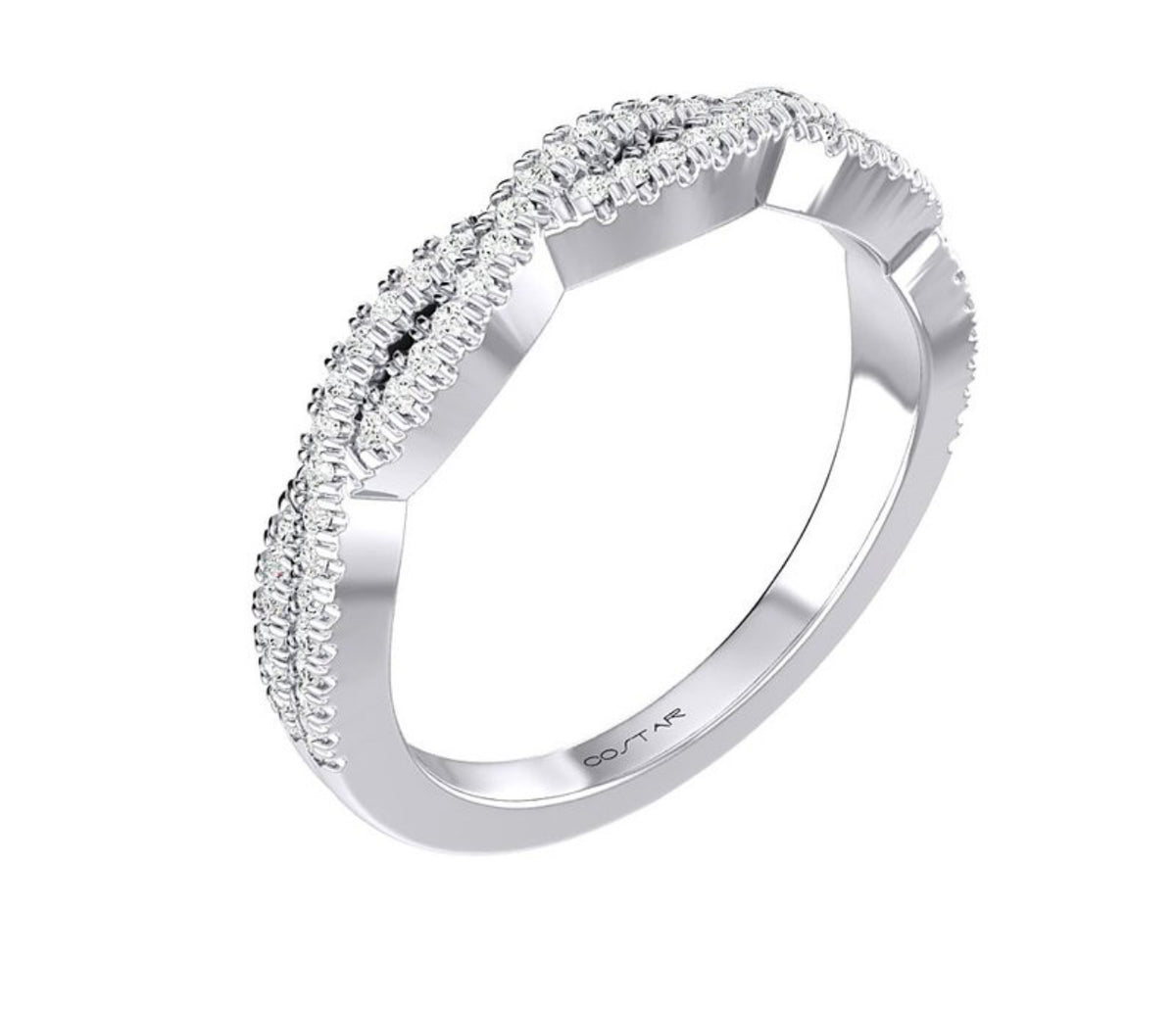14K White Gold Entwined Diamond Stackable Band