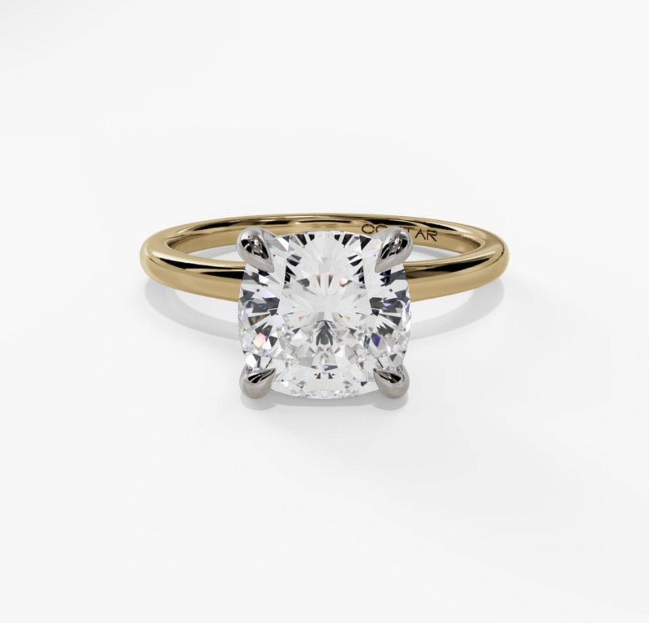 14K Yellow and White Gold Hidden Halo Engagement Setting