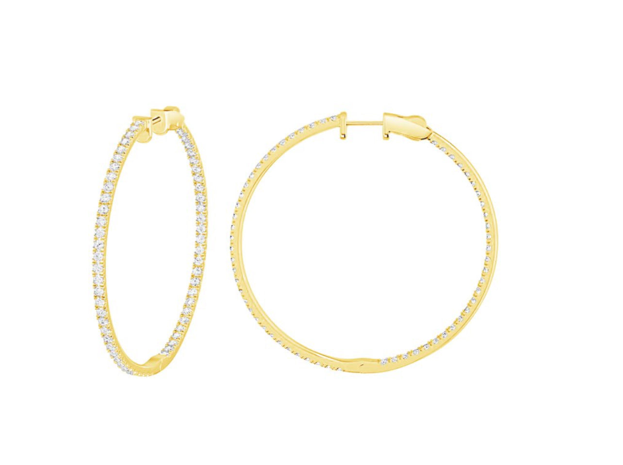 14K White or Yellow Gold Round Shaped Large Inside Out Hoop Earrings