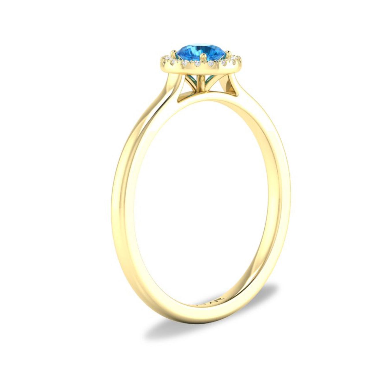 10K White or Yellow Gold Blue Topaz and Diamond Halo Ring