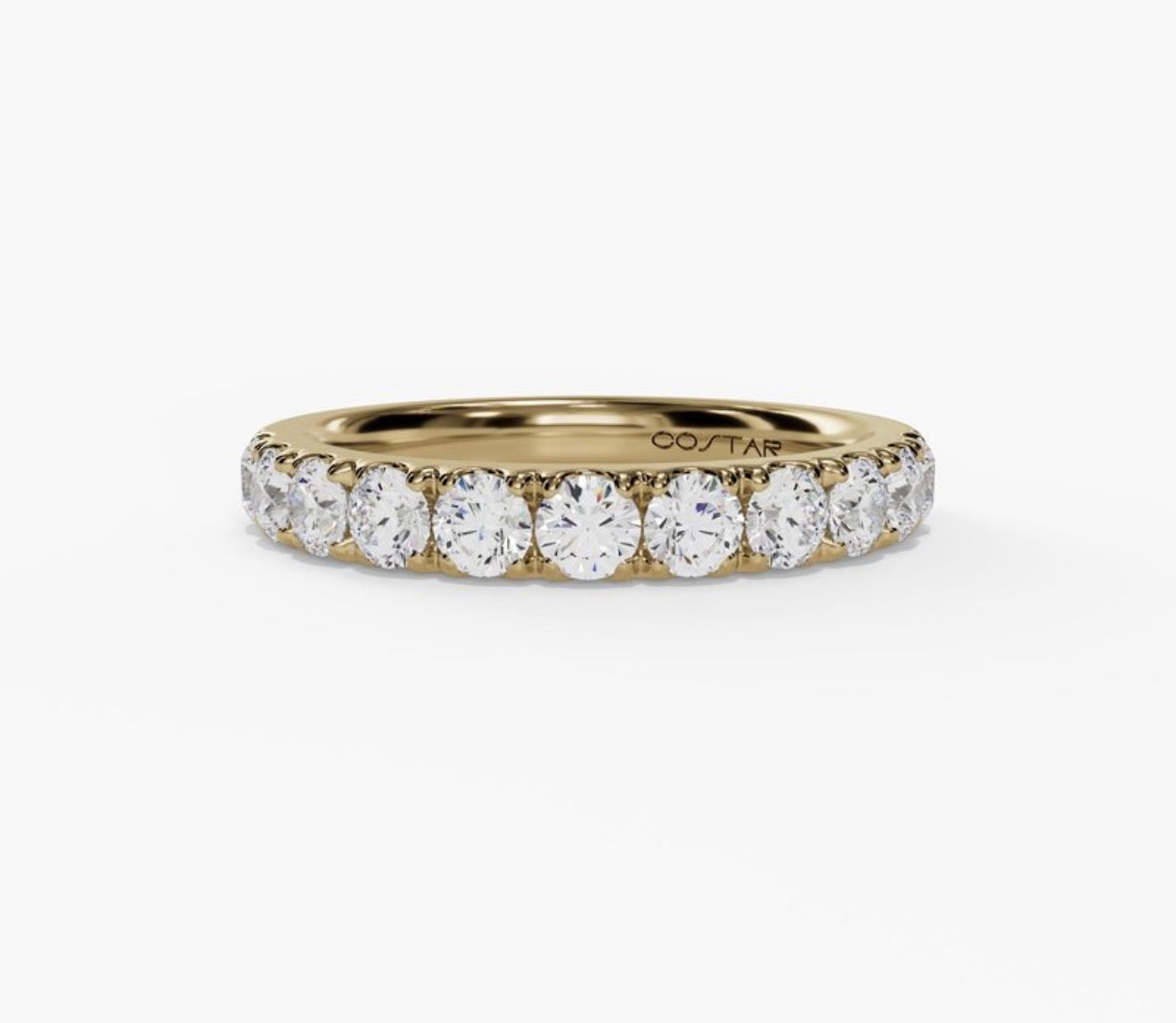 French Pave Diamond Wedding Band