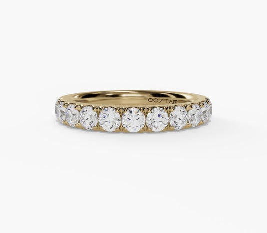 French Pave Diamond Wedding Band