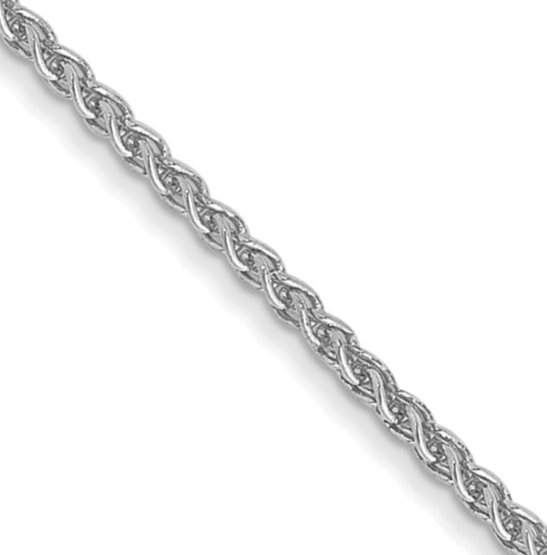 14K White Gold .85MM Spiga Chain with Lobster Clasp