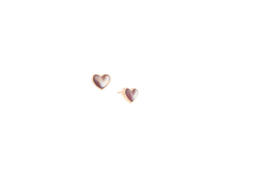 Kabana 14K Rose Gold Heart-Shaped Pink Mother of Pearl Earrings