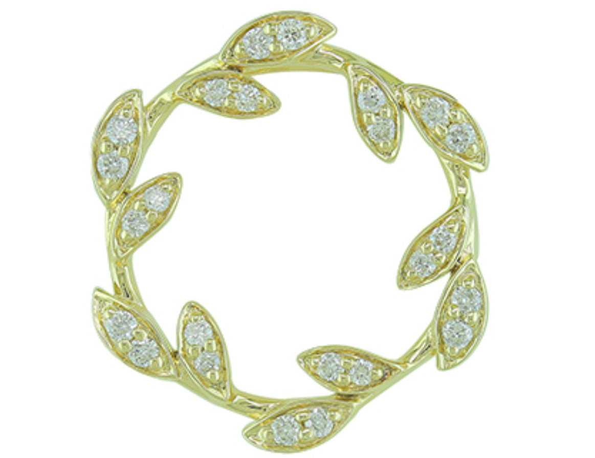 14K White Gold Leaf Diamond Pendant
