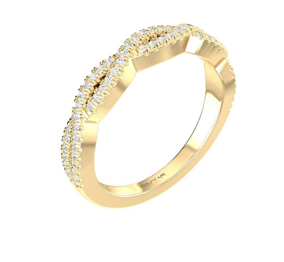 14K White Gold Entwined Diamond Stackable Band