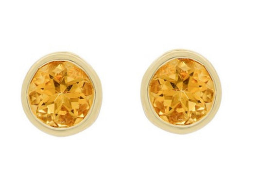 14K Yellow Gold Citrine Stud Earring